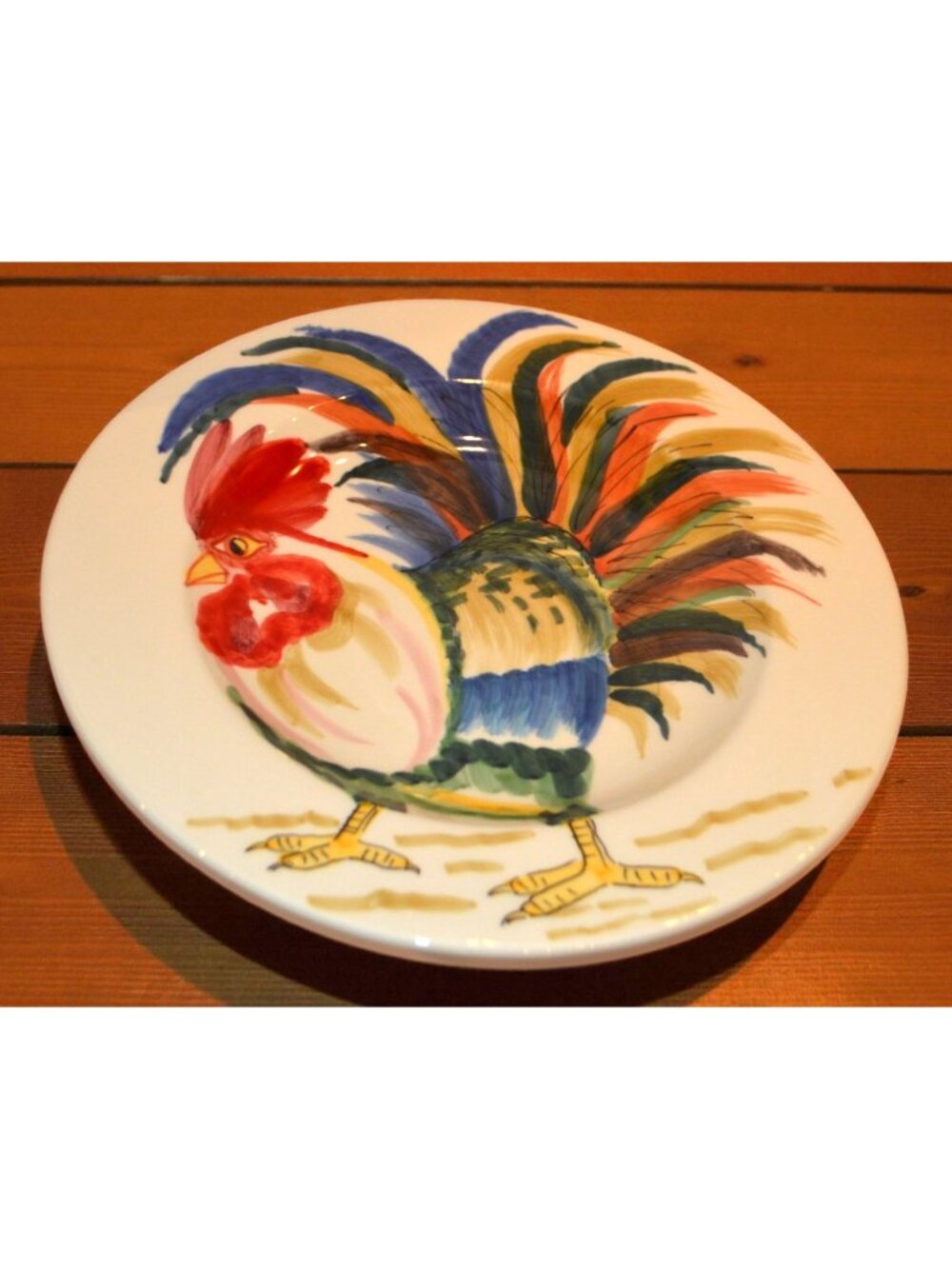 Vietri Gallo Rooster Rimmed Round Platter Handpainted Italy 15.75" Large - Picture 3 of 6